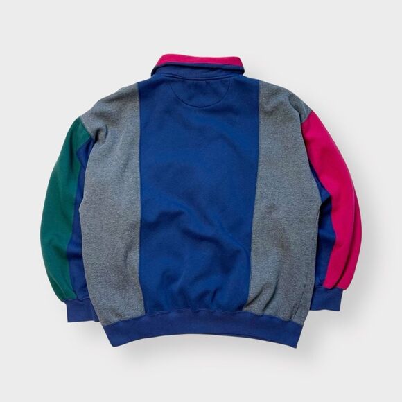 Vtg 90s Cheetah Mervyns 1/4 Zip Color Block Sweatshirt, Dad Oversized XL Heavy - Picture 2 of 5